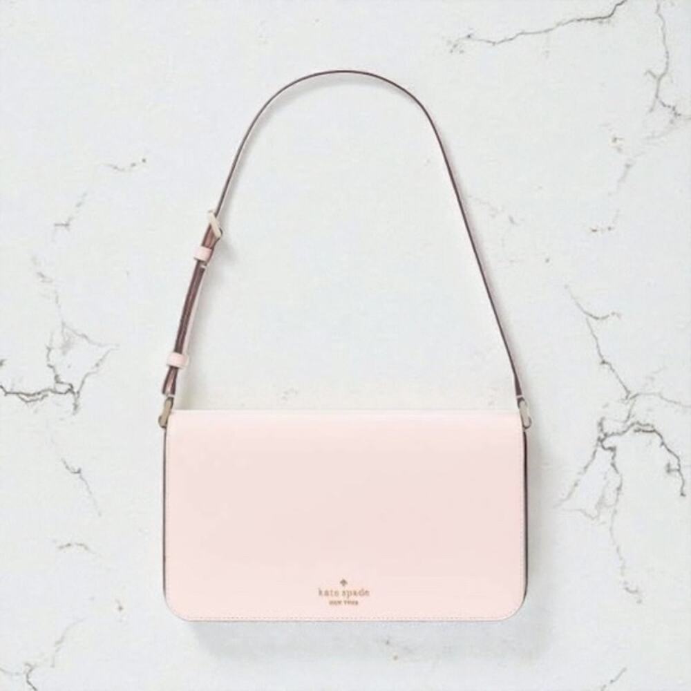 Kate Spade Staci Flap Shoulder Bag Purse in Peony Blossom Pink Leather KF371 - Picture 5 of 6